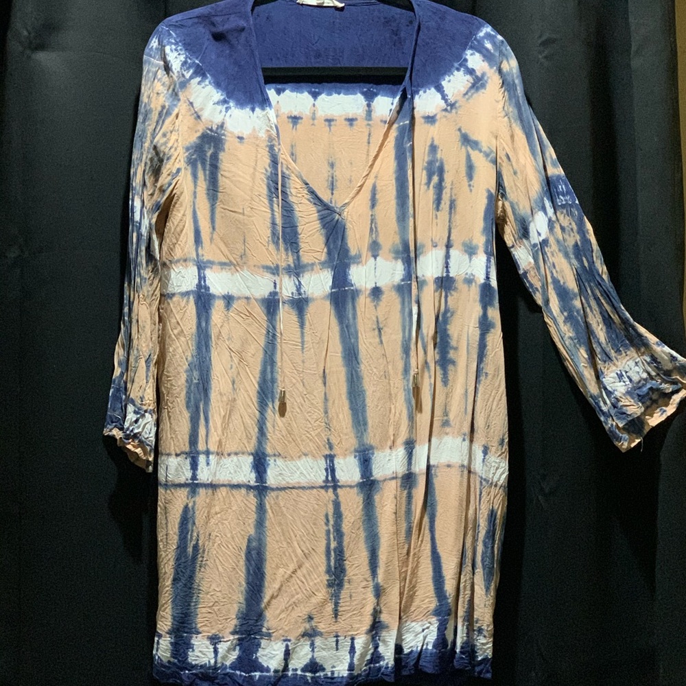 Crinkle Tie-Dye Tunic Dress
